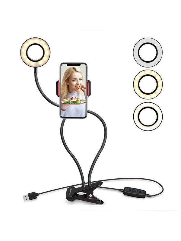 Suport pentru telefon cu cleste si lumina de fundal Professional Live Stream 0