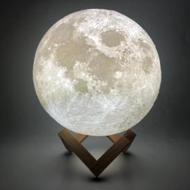 Lampa 3D Lună cu suport din lemn (foarte realistitic) 3D Moon Lamp USB LED Night Light Moonlight Touch Sensor