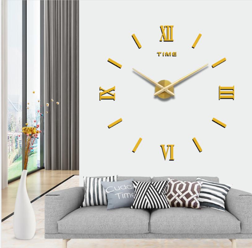Настенные самоклеящиеся часы - Time (Золотистый)